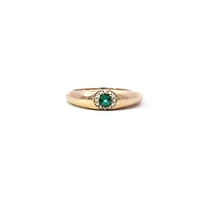 14K Yellow Gold Emerald and Diamond Ring