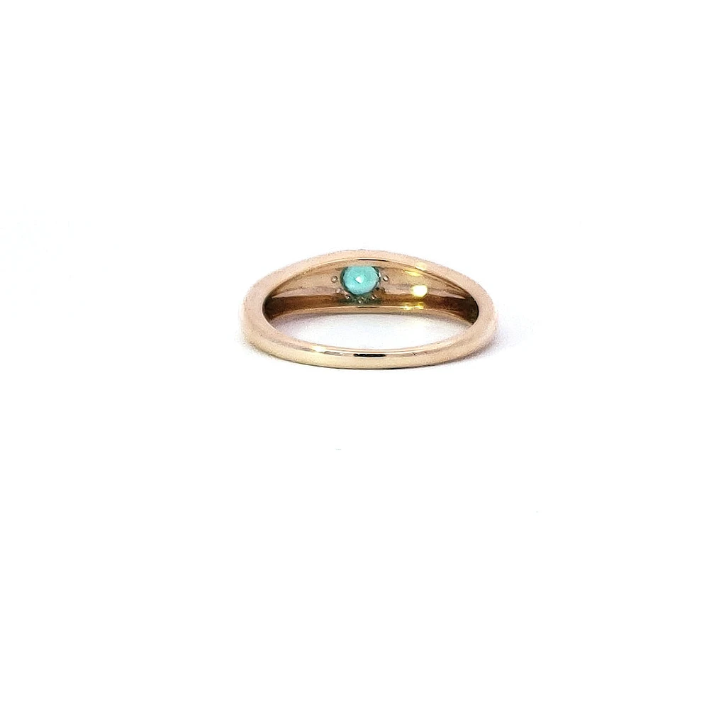 14K Yellow Gold Emerald and Diamond Ring
