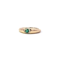 14K Yellow Gold Emerald and Diamond Ring