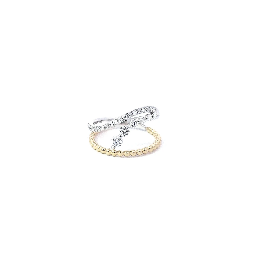 14K Yellow and White Gold cttw Diamond Ring