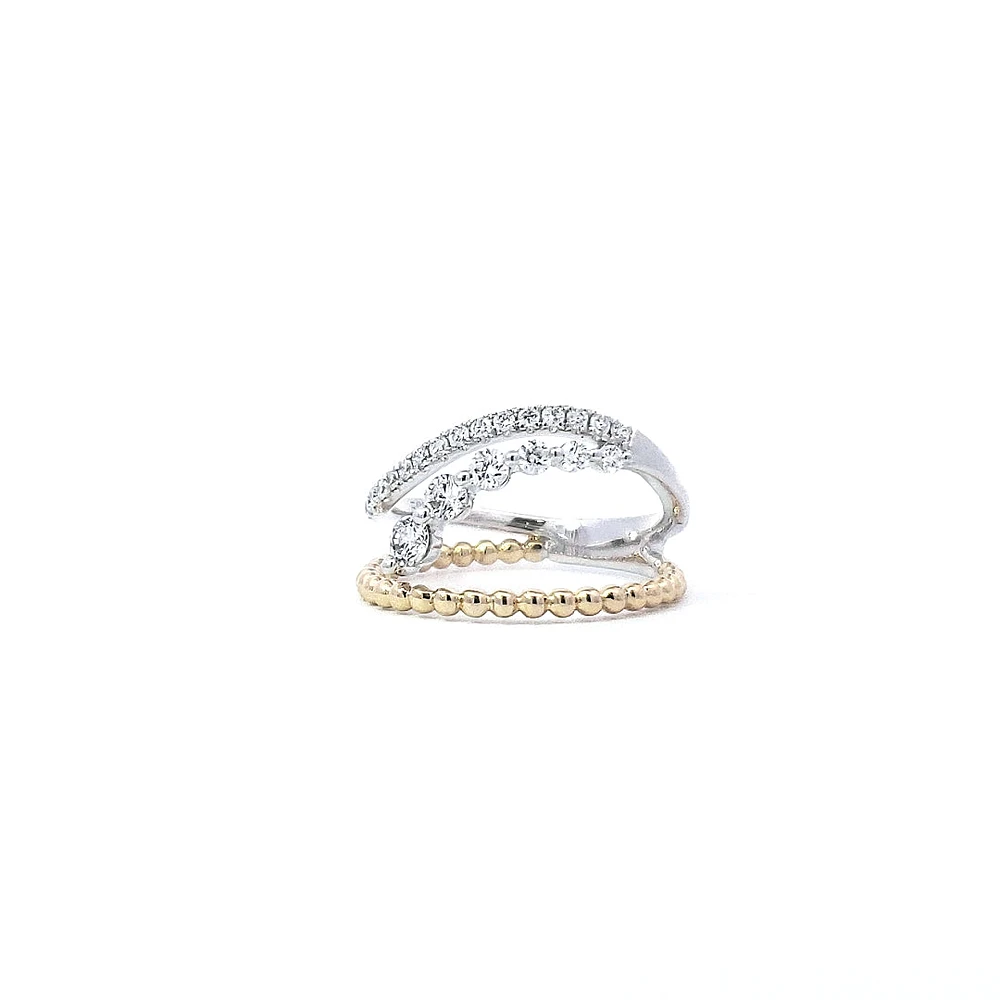 14K Yellow and White Gold cttw Diamond Ring