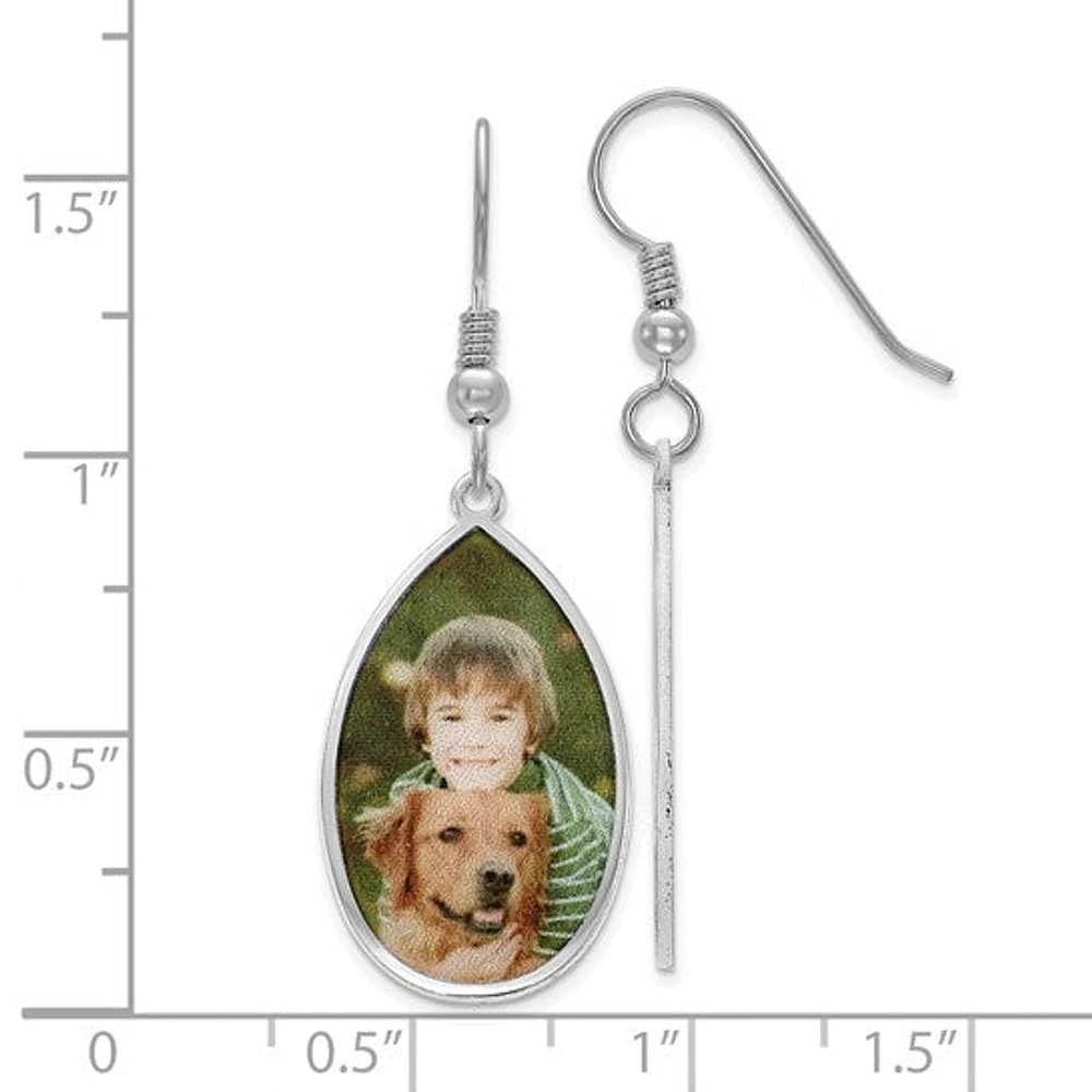 Sterling Silver/Rhodium-plated Teardrop Picture Jewelry Earrings - MADE TO ORDER