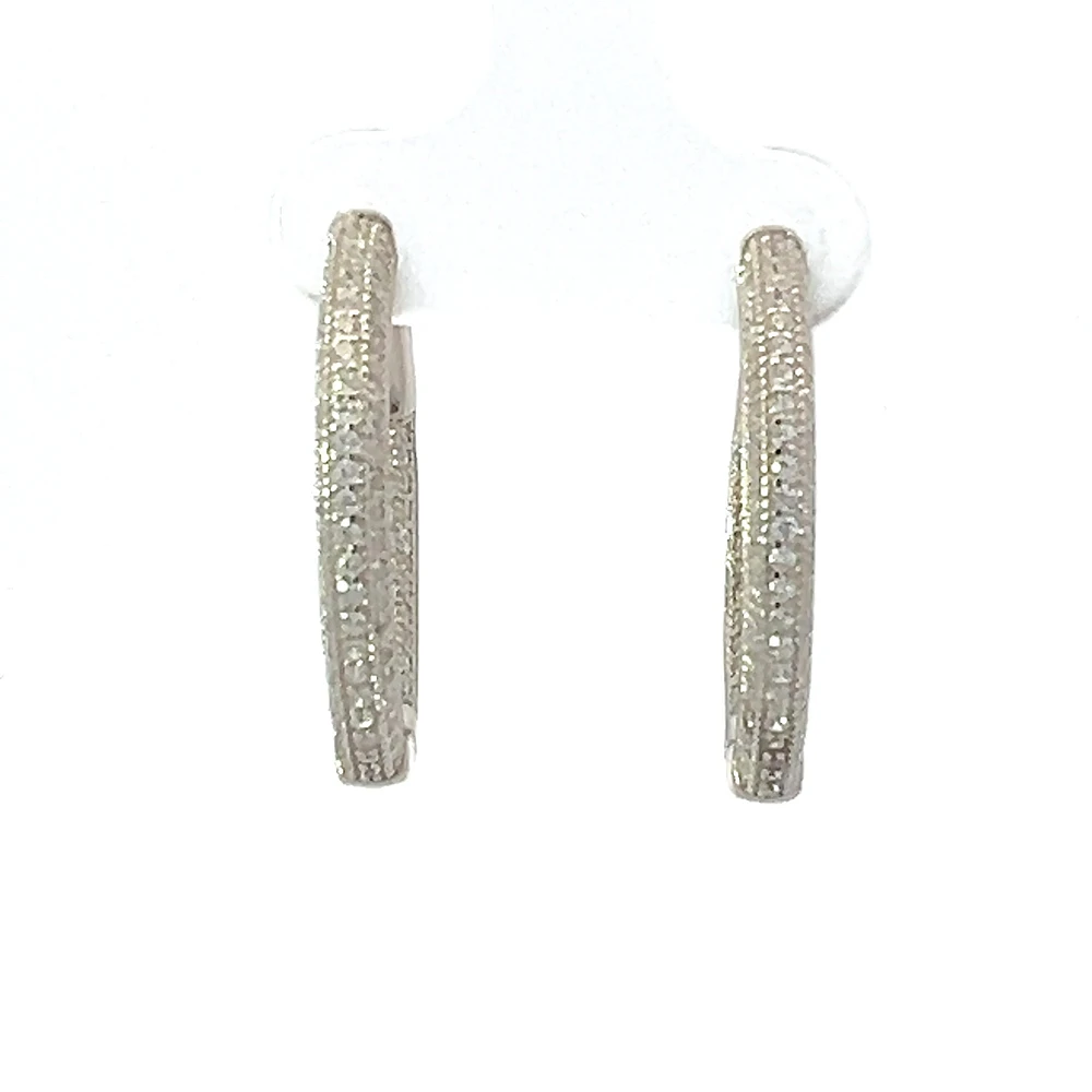 925 Sterling Silver Cubic Zirconia Oval Huggies