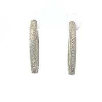 925 Sterling Silver Cubic Zirconia Oval Huggies