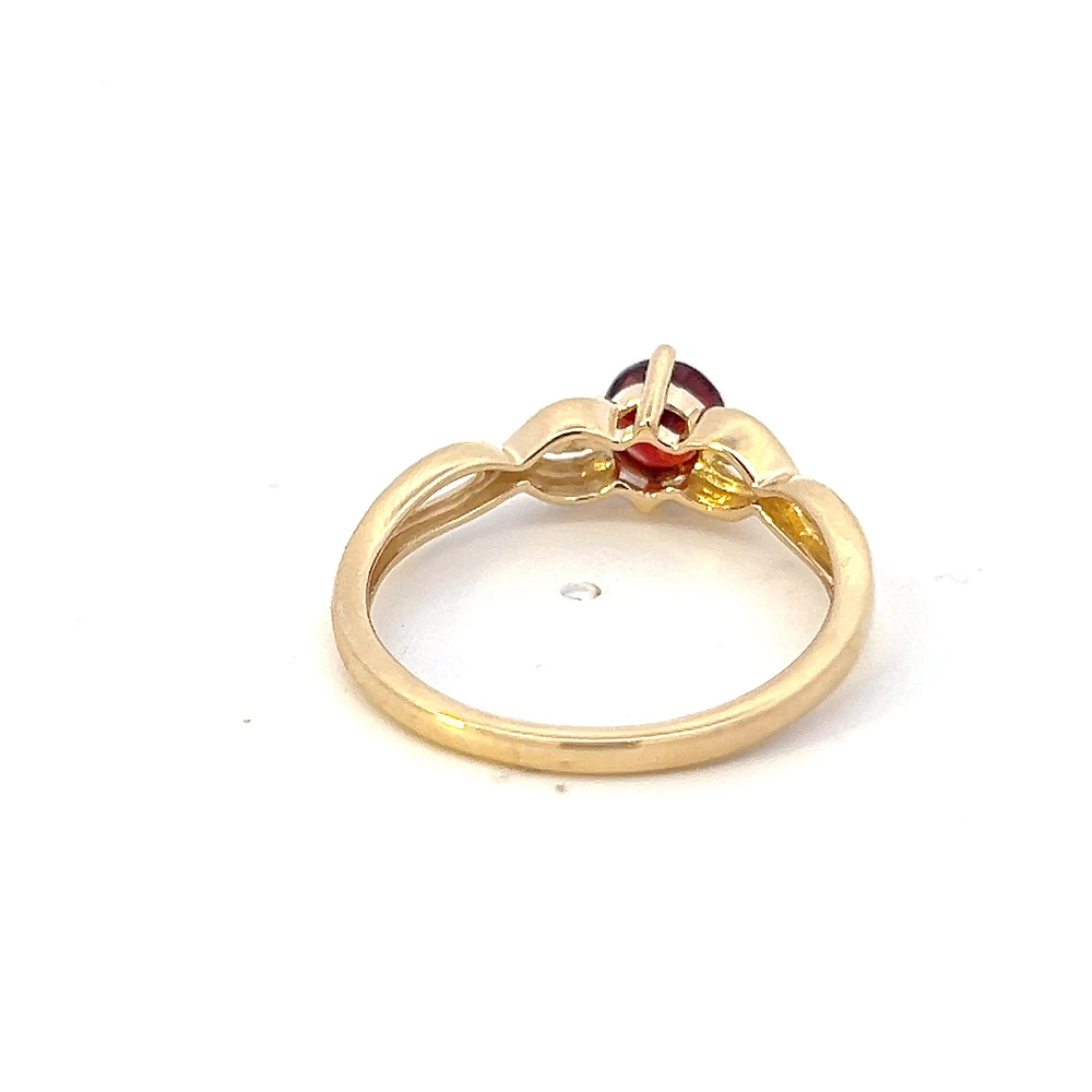 10K Yellow Gold 0.55cttw Garnet and 0.015cttw Diamond Ring