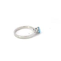 10K White Gold Blue Topaz and 0.06cttw Diamond Ring - 6