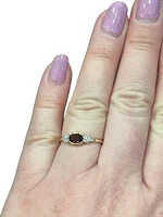 10K Yellow Gold 0.58cttw Genuine Garnet and 0.08cttw Diamond Ring, size 6.5