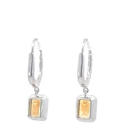 14K Gold Citrine and Diamond Dangle Earring