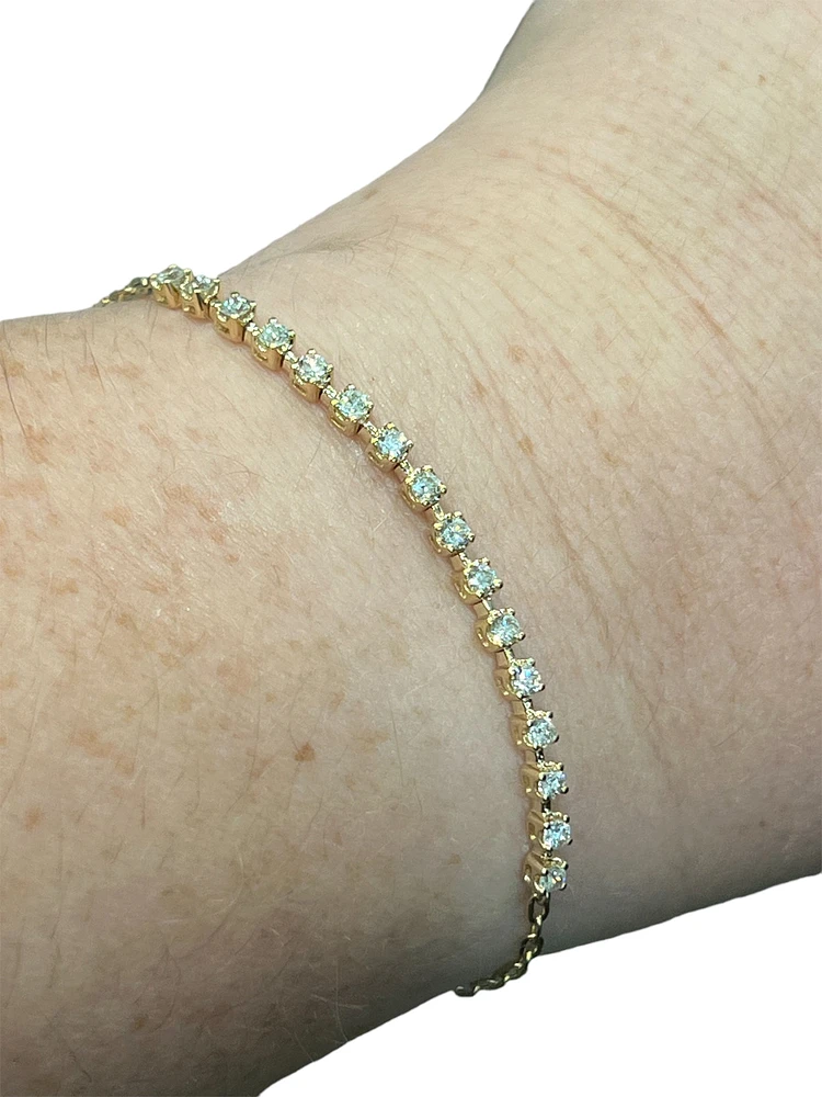 14K Yellow Gold 0.41cttw Diamond Bracelet - 7"