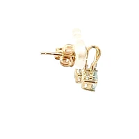 10K Gold Diamond and Aquamarine Earrings