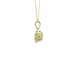 14K Yellow Gold 2.41cttw Peridot and 0.16cttw Diamond Necklace - 18 Inches