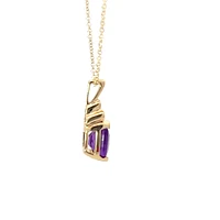 10K Yellow Gold 0.80cttw Amethyst & 0.015cttw Diamond Pendant, 18"