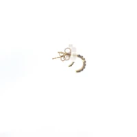 10K Yellow Gold Sapphire & Diamond Half Hoop Earrings