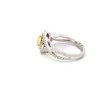 18K White Gold Fancy Yellow and White Diamond Ring