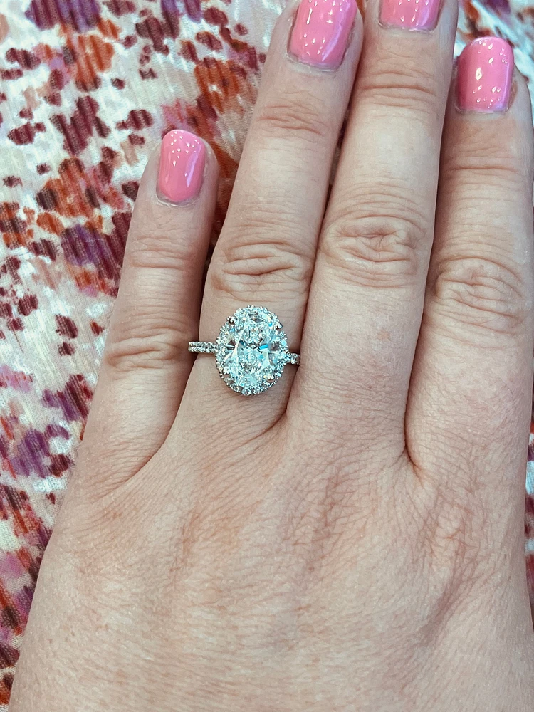 14K White Gold 3.54cttw Lab Grown Oval Cut Diamond Ring - /
