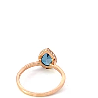 14K Rose Gold 0.91cttw Blue Topaz and 0.09cttw Diamond Ring - Size 6