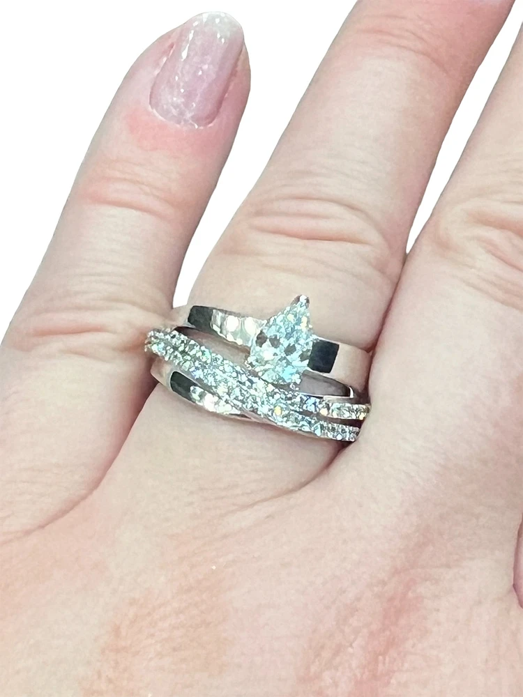 14K White Gold 1.28cttw Lab Grown Pear Cut Diamond Ring