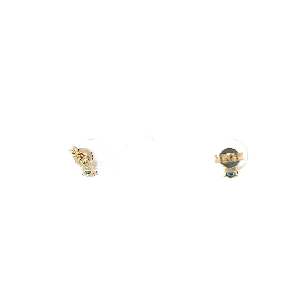 10K Yellow Gold Sapphire & Diamond Stud Earrings