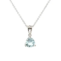 10K White Gold 6.0mm Trillion Cut Aquamarine Pendant - 18"
