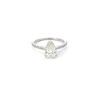 18K White Gold 1.25cttw Pear Shape and Hidden Halo Lab Grown Diamond Engagement Ring