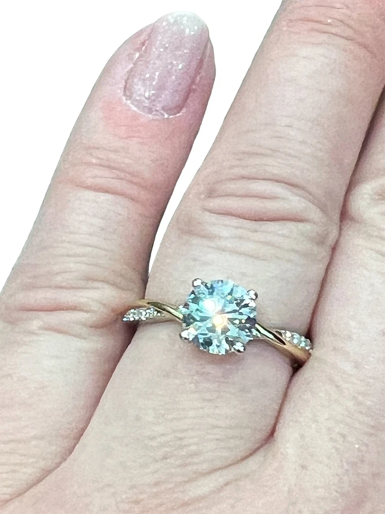 14K White & Yellow Gold 1.60cttw Lab Grown Round Brilliant Cut Diamond Ring