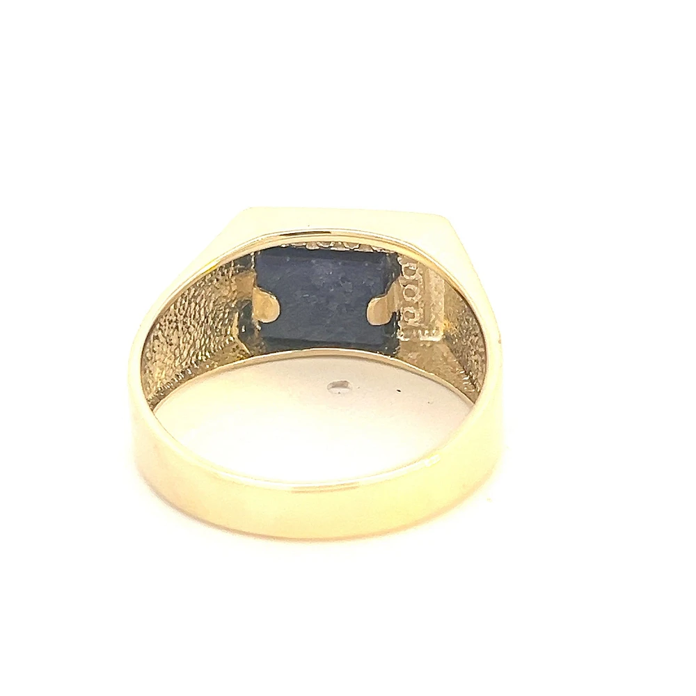 10K Yellow Gold Diamond and Lapis Lazuli Gents Ring