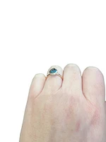 14K Rose Gold 0.91cttw Blue Topaz and 0.09cttw Diamond Ring - Size 6