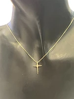 10K Yellow Gold 0.25 cttw Diamond Cross Pendant, 18"