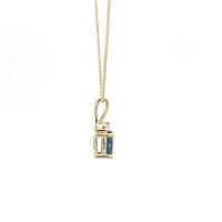 10K Yellow Gold Sapphire and Diamond Pendant - 18 inches