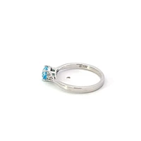 10K White Gold Blue Topaz and 0.06cttw Diamond Ring - 6