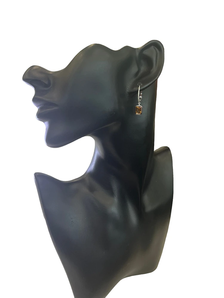 14K Gold Citrine and Diamond Dangle Earring