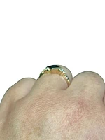 10K Yellow Gold London Blue Topaz and Diamond Ring, size 7