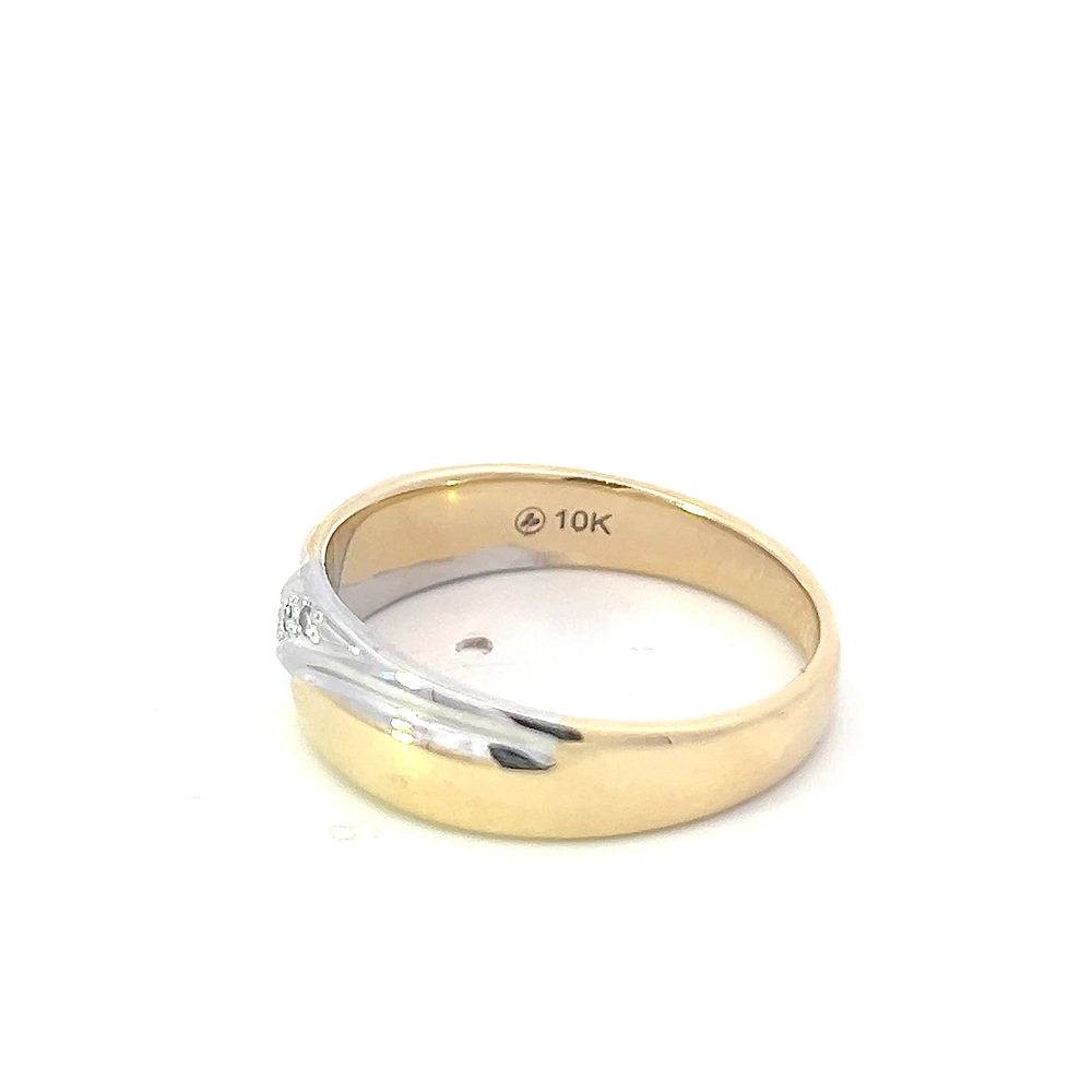 10K White & Yellow Gold 0.05cttw Diamond Gents Ring, size 10