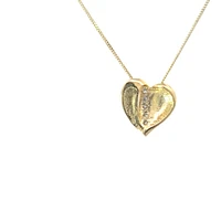 10K Yellow Gold 0.04cttw Diamond Heart Pendant, 18"