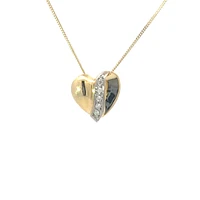 10K Yellow Gold 0.04cttw Diamond Heart Pendant, 18"