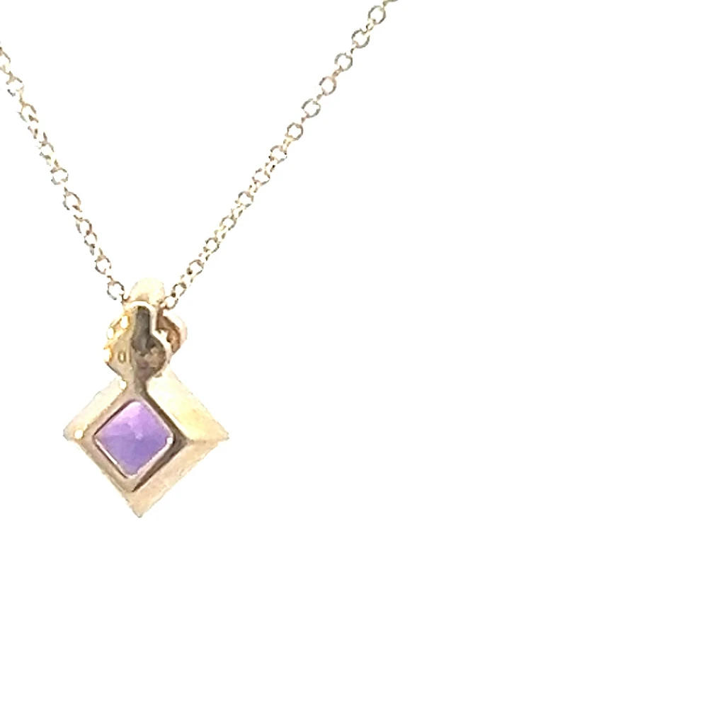 10K Yellow Gold Amethyst and Diamond Necklace