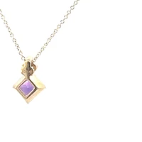 10K Yellow Gold Amethyst and Diamond Necklace