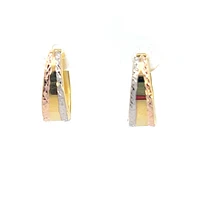 10K Tri Tone Gold Hoop / Huggie / Hinged Earrings