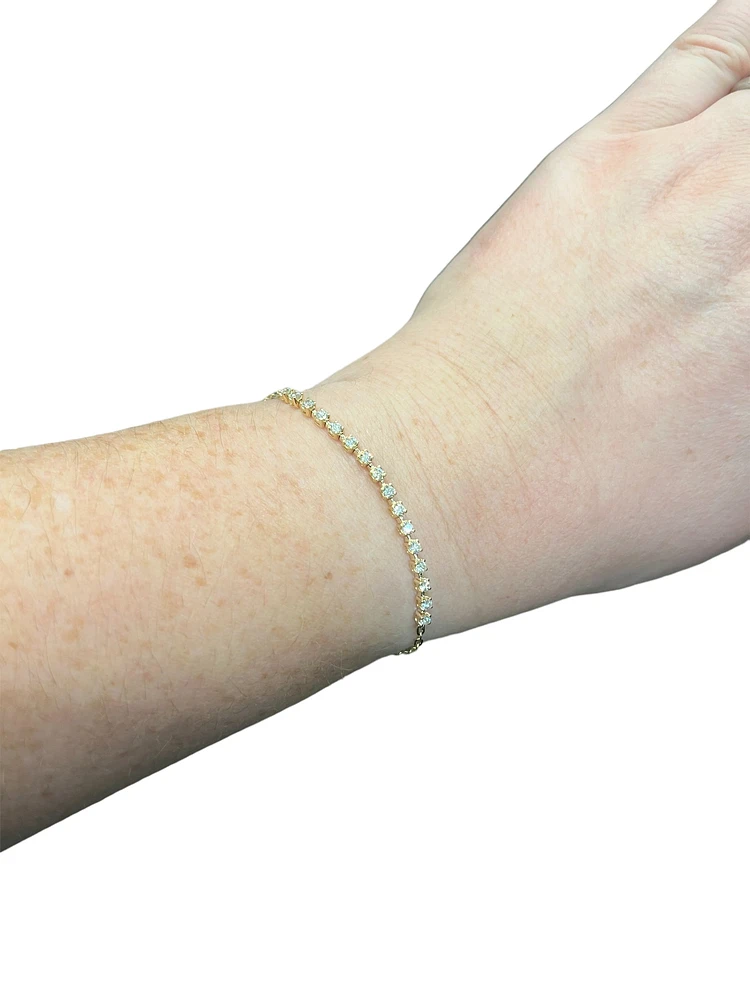 14K Yellow Gold 0.41cttw Diamond Bracelet - 7"