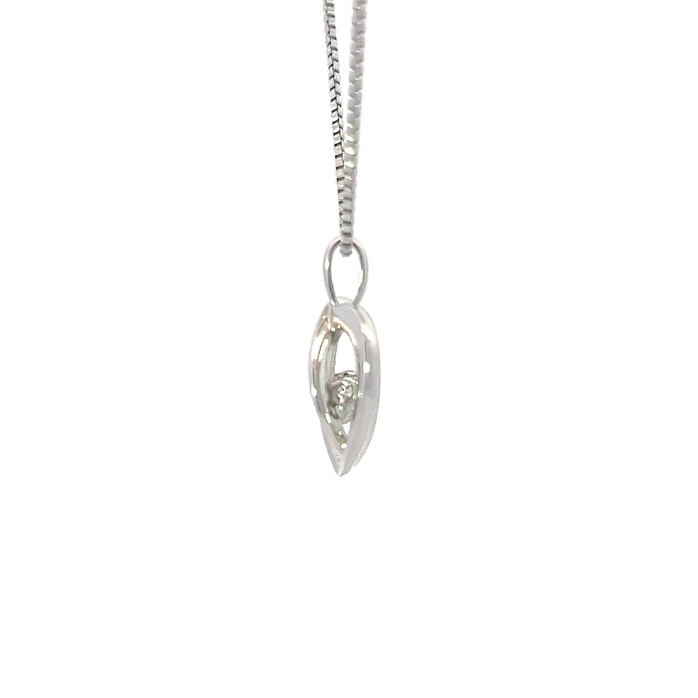 Sterling Silver 0.05cttw Diamond Heart Pulse Pendant, 18"
