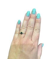 10K Yellow Gold London Blue Topaz and Diamond Ring, size 7