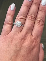 18K White Gold 0.95cttw Lab Grown Diamond Double Halo Engagement Ring