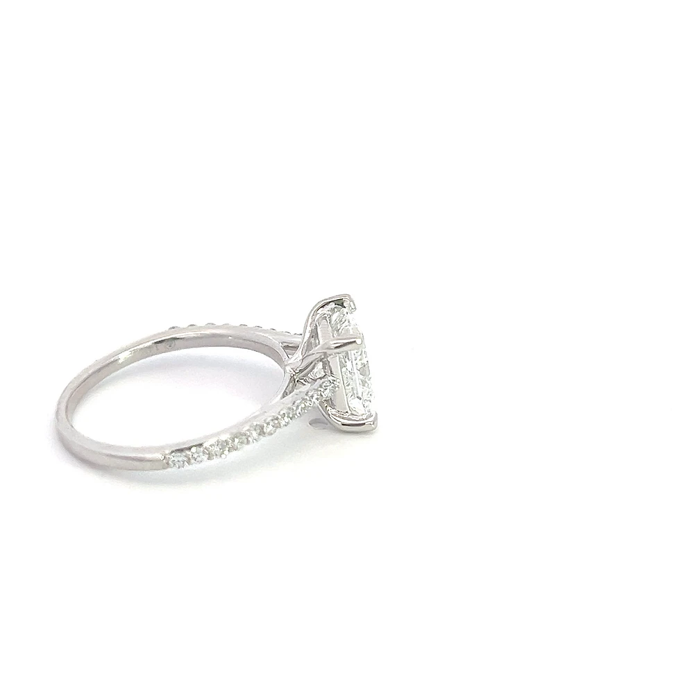 14K White Gold 2.33Cttw Lab Grown Princess Cut Diamond Engagement Ring - /