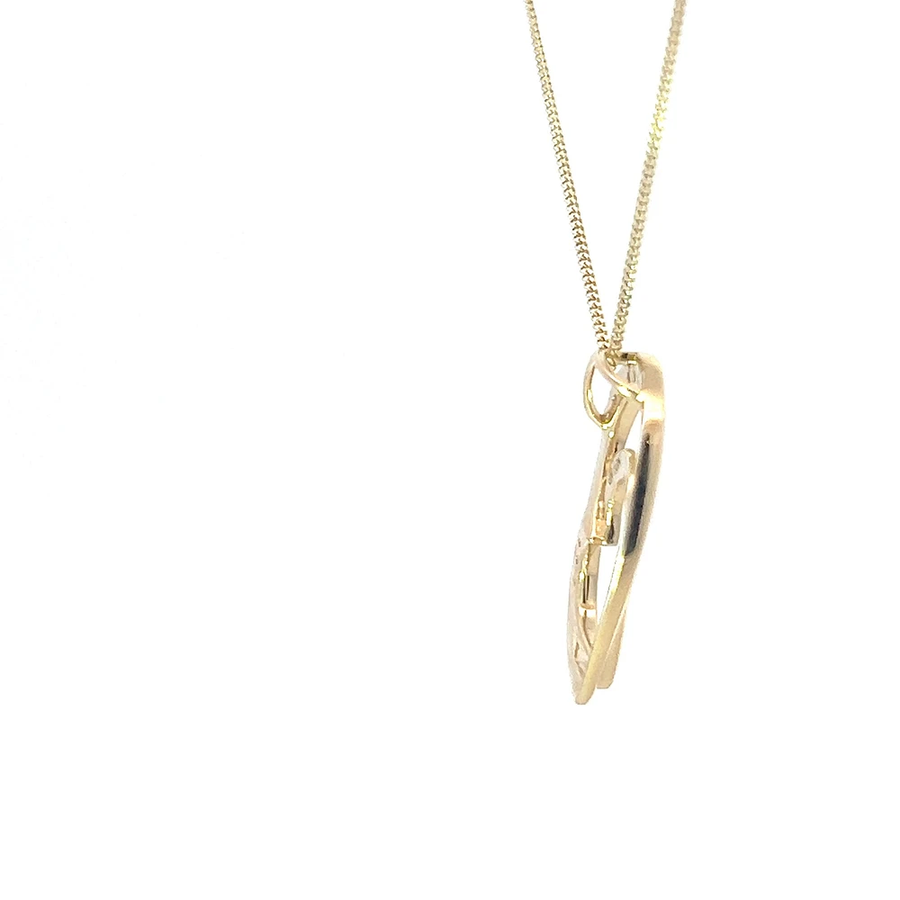 10K Yellow Gold 0.068cttw Diamond Heart Pendant, 18"