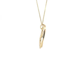 10K Yellow Gold 0.068cttw Diamond Heart Pendant, 18"