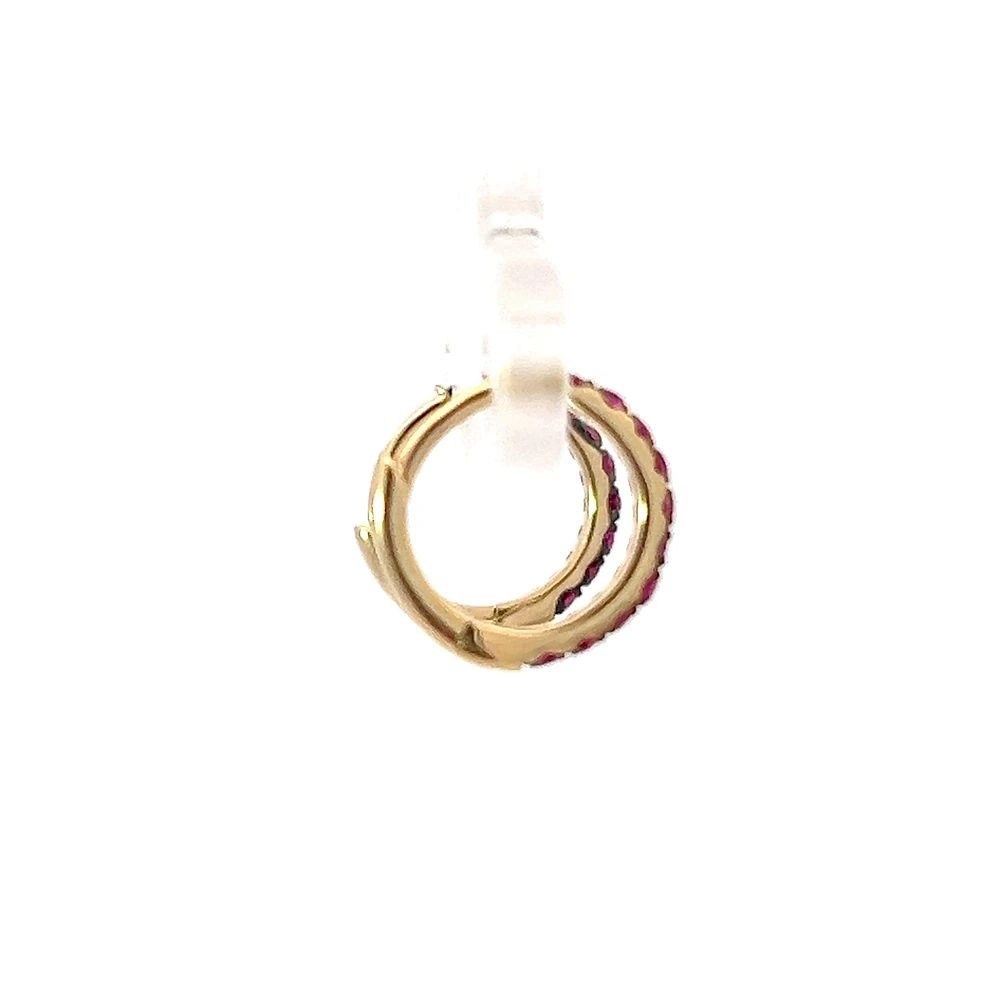10K Yellow Gold 0.25cttw Ruby Hoop / Huggie / Hinged Earrings