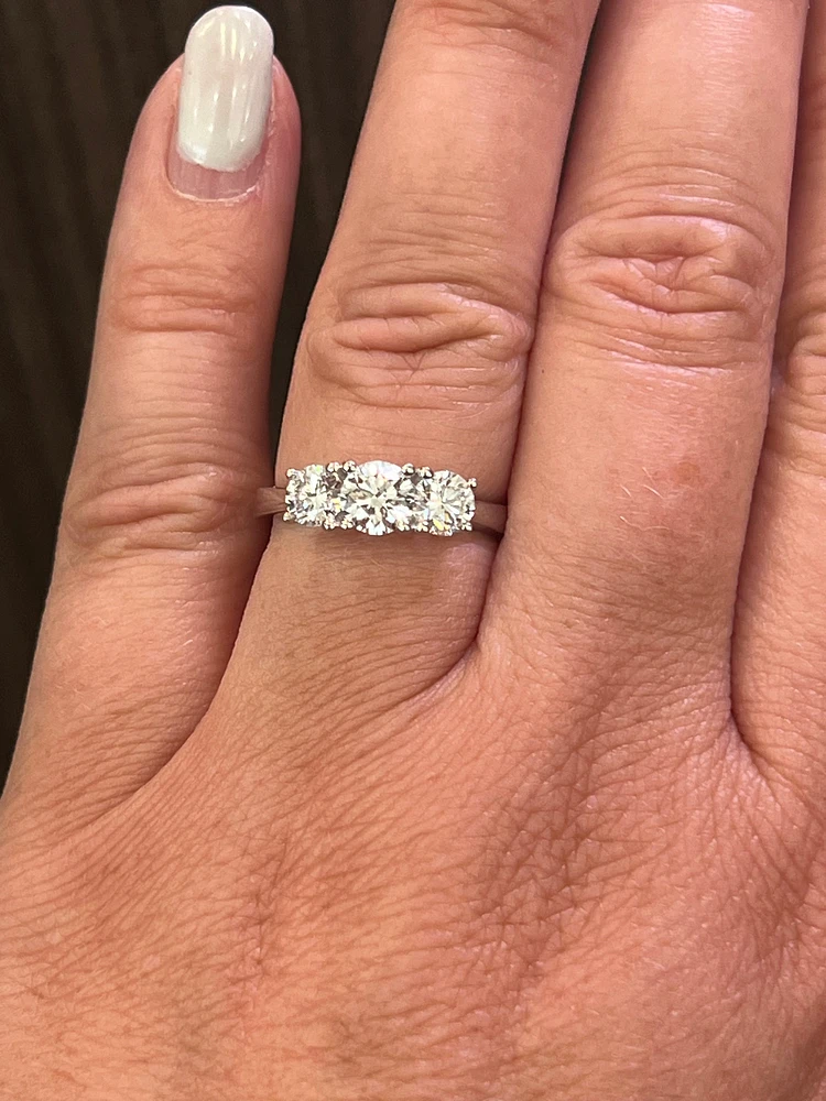 18K White Gold 1.25cttw Lab Grown Diamond 3 Stone Engagement Ring