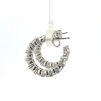 925 Sterling Silver 3.5mm Cubic Zirconia Half Hoop Studs - 18mm