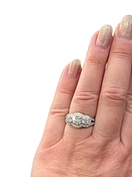 14K White Gold 2.52cttw Diamond Halo Engagement Ring, Size 6.5