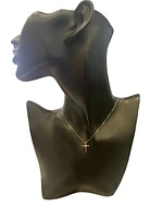 10K Yellow Gold 0.25 cttw Diamond Cross Pendant, 18"